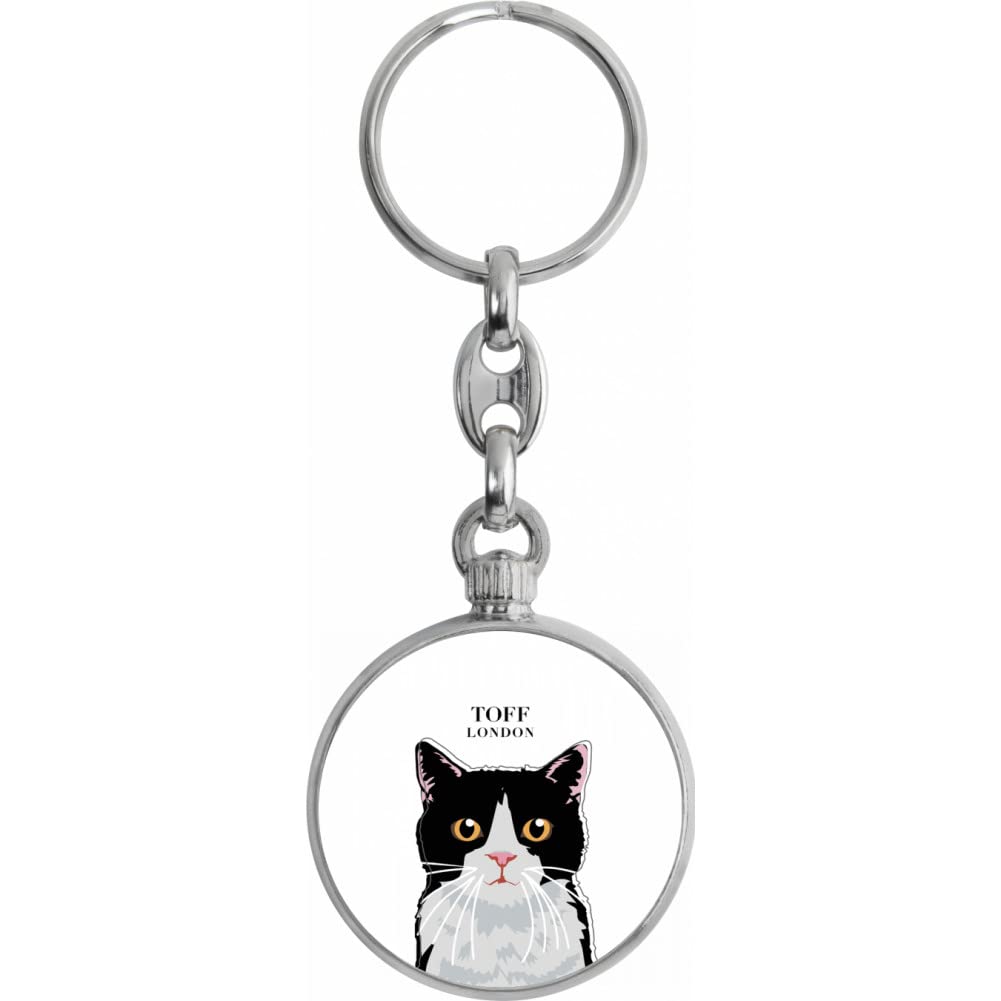 Toff London Black And White Cat Head Keyring