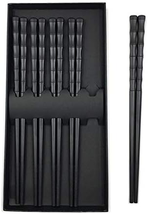 Flowerherd Fiberglass Chopsticks Dishwasher-safe 5 Pairs Reusable Chopsticks Anti-skid Bamboo Leaf Floating Flowers Ripple (bamboo)