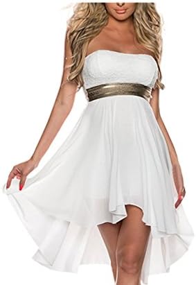 FASHION LOVER Women's Strapless High Low Cocktail Prom Dress Size XL White