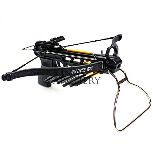 KingsArchery Crossbow Pistol with Bolt Rack Self-Cocking 80 LBS with Adjustable Sights and Spare Crossbow String and Caps - Thumbnail 6