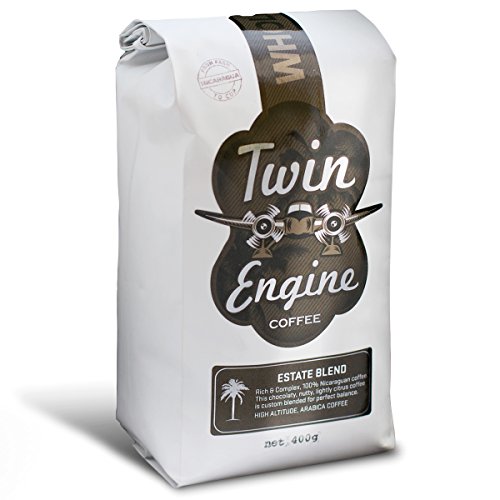 Twin Engine Coffee ESTATE BLEND - Dark Roast, Whole Bean, Nicaraguan Coffee, 400g 14.1oz | Rich Specialty Grade Coffee packaged at the source | Nicaragua's Coffee