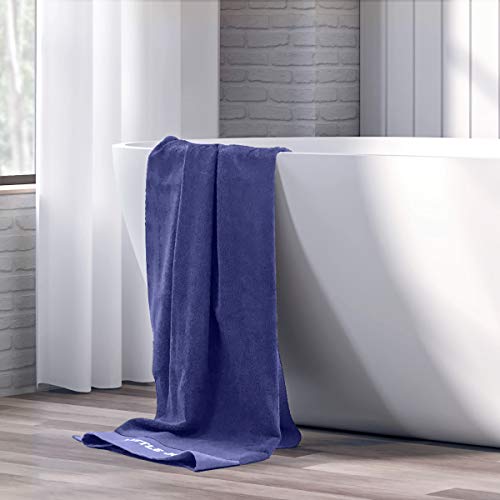 LITTLE JOY Bath Towels Set Extra Large 100% Cotton Highly Absorbent Super Soft Bathroom Towels Sets (Blue, Set of 4)