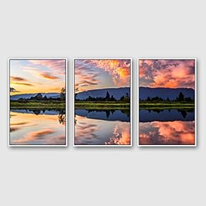 Framed Canvas Wall Art for Living Room, Bedroom Beautiful Nature Norway Landscape Canvas Prints for Modern Home Decoration Ready to Hang - 16"x24"x3 Panels