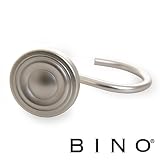 BINO Shower Curtain Hooks - Brushed Nickel, Set of 12 Shower Curtain Rings - Shower Hooks for Curtain Shower Rings
