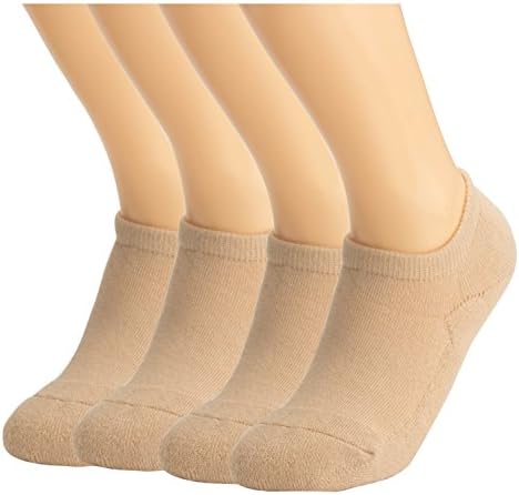 WEANMIX Women Cotton No Show Socks 4 Pairs Comfort Athletic Boat Socks Non Slip Nude Sizes 5.5-7