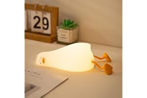 HoHaing Benson Lying Flat Duck Night Light, 3 Level Dimmable Nursery Nightlight, LED Squishy Cute Duck Lamp, Silicone Rechargeable Bedside Touch Lamp for Breastfeeding Toddler Baby Kids Room Decor