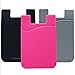Cellessentials USA Merchant Card Holder for Back of Phone - Silicone Stick on Cell Phone Wallet for Credit Card, ID, Business Card - iPhone, Android and Most Smartphones - 3 Pack (Black,Pink,Grey)