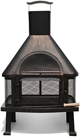 Starsong FP003 Borealis Fuoco Fire Pit, 25" W x 16.14" D x 43.3" H, Black