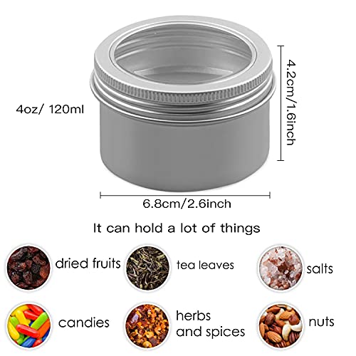 15 Pack 4oz Metal Round Tins, Lainrrew Aluminum Tin Cans Small Metal ...