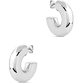 CONRAN KREMIX Waterproof Chunky Gold Hoops Earrings for Women Non Tarnish, Thick Gold Plated Circle Open Hoop,Lightweight Hollow Earrings Trendy
