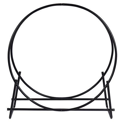 ZaZaTool - 40 Inch Steel Log Hoop Firewood Storage Rack Holder Round Display