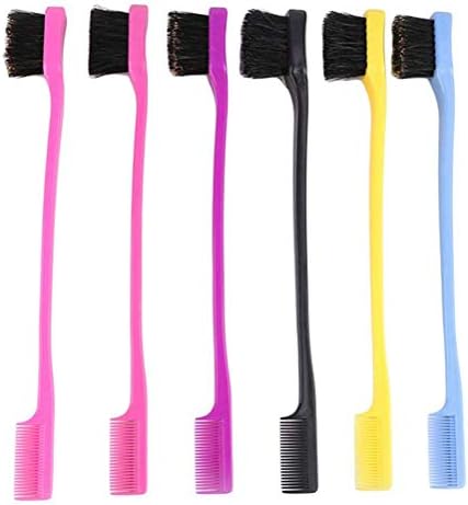 Lomire Hair Gel Edge Control Brush Comb Smooth Gentl Double Sided Hair Combo Natural Look Polish Dual Ended Hair Tool Random Color (4Pack)