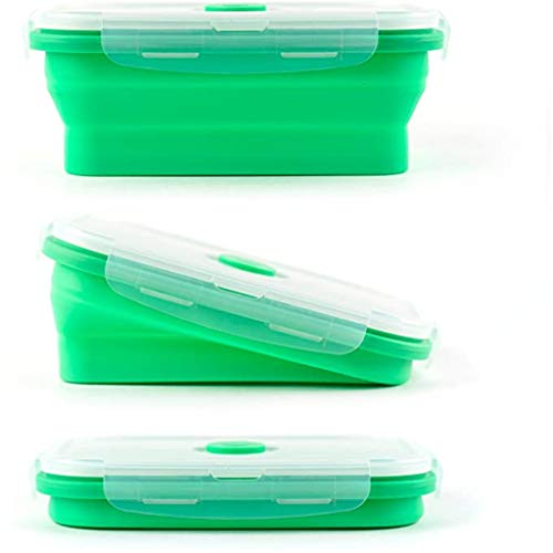 Silicone Lunch Box Set of 3 Collapsible Food Storage Containers with BPA Free Airtight Plastic Lids，Kitchen Microwave Freezer and Dishwasher Safe Kids，for kitchen refrigerator Camping Hiking School