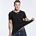 LTIFONE Mens Casual Slim fit Short Sleeve T-Shirt Single Button Placket Plain Henley v Neck Shirt(Black,M)