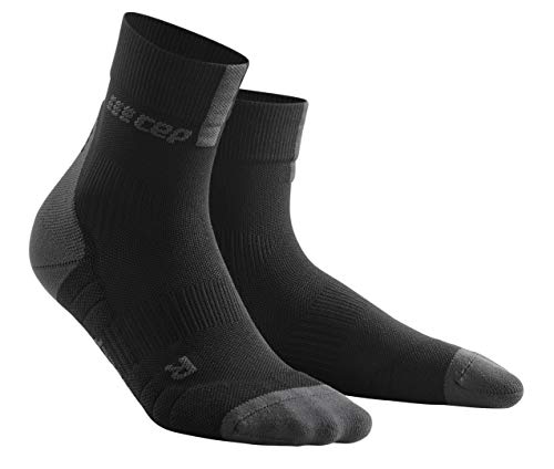 Women's Crew Cut Compression Socks- CEP Short Socks 3.0, Black/Dark Grey 3