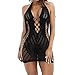 FAPIZI Womens Lingerie Babydoll Dress Underwear Hollow Halter Sleepwear Playsuit Chemise Dress (Black)