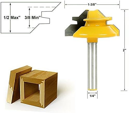 Coldtoy New 45 Degree 1/2" Stock 1/4" Shank Small Lock Miter Router Bit