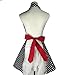 RosieLily Sexy Cute Retro Vintage Kitchen Apron for Cooking Baking - Cotton Flirty V-Neck 50s Polka Dot Classic Big Wave Skirt Black Red