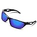 Unisex Polarized Sports Sunglasses for Men Women Cycling Driving Running Golf Tr90 Frame By TSAFRER (T3Black-Blue)