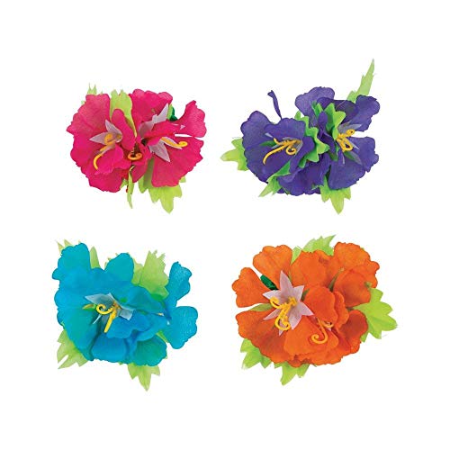 Hawaiian Hair Clips, Hibiscus Hair Barrettes, Luau Decor, Polynesian Flower Clip (12)
