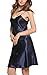 Avidlove Women's Nightshirts Satin Chemises Slip Sleepwear,Dark Blue (FBA),Small
