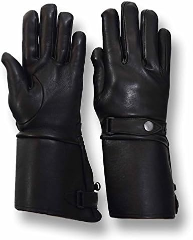 Vance Leathers Men's Premium Deerskin Gauntlet Motorcycle Gloves - Black - XXL