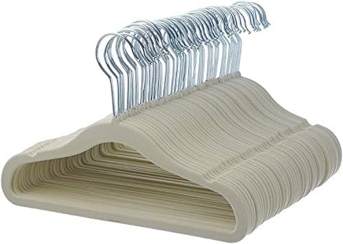 Luxus Home Decor Kids Velvet Hanger - 50 Pack, Small Clothes Hanger - Non Slip - Space Saver, Ivory