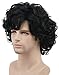 karlery Men's Black Short Fluffy Curly Wig Halloween Cosplay Wig Anime Costume Party Wig
