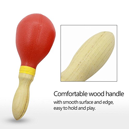 image for Dilwe 2Pcs Portable Plastic Maracas Wood Handle Egg Shakers Sand Hamme
