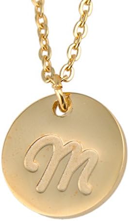 ZAloha Stainless Steel Disc Initial Necklace Chain Womens Girls Jewelry Gift