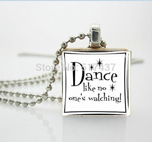 Pretty Lee 2015 New Glass Picture Necklace Scrabble Dance Like No One'S Watching Necklace Dance Jewelry Art Glass Necklace