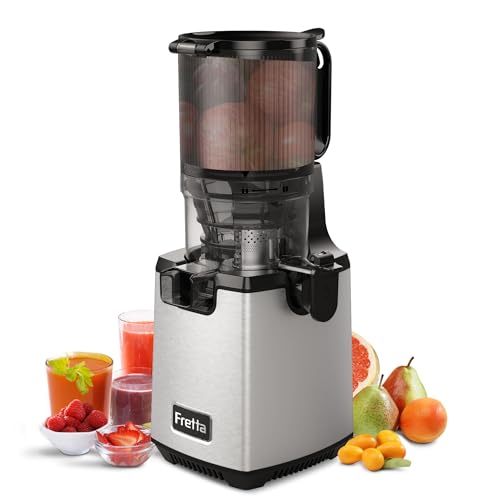 Fretta Cold Press Juicer, 135mm Feed Chute, Whole Fruit Juicer, Easy Clean | Less Prep, Family Batch Juicing, Quiet Operation for Daily Juicing, Stainless Steel Housing, Safety Lock and Reverse Function