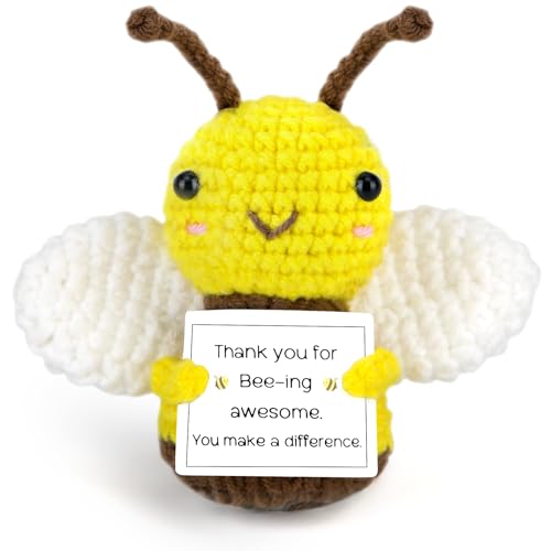 Gifts for Teacher, Thank You Gifts for Colleague, Employee, Boss, Nurse, Mentor, Retirement Leaving Gifts, Goodbye Gifts for Her, Hand-made Positive Crochet Bee