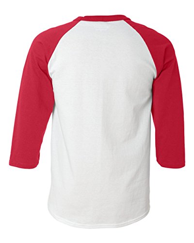 Champion Men's Raglan Baseball T-Shirt, White/Scarlet, Small