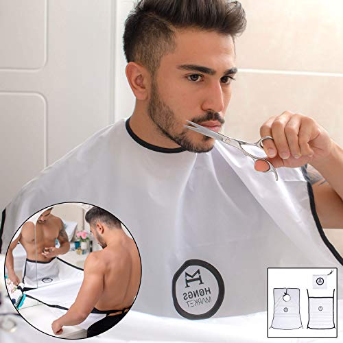 HongsMarket Men’s Beard Trimming Apron and Grooming Bib (2Piece Set) Facial Hair Cleanup