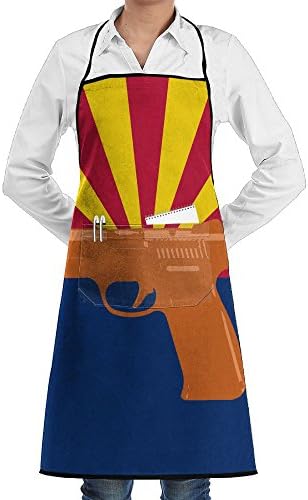 HTSS Arizona Flag Unisex Chef Aprons With Pockets Bakery Servers Waitress Craftsmen For Mens Womens Home Kitchen Cooking