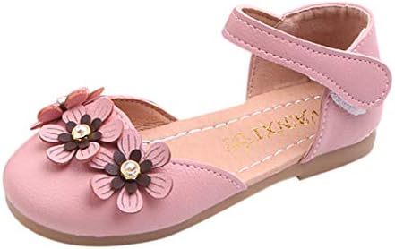 Sansee Toddler Infant Kids Pricness Shoes Flower Leather Light Fashion Baby Shoes Spring Summer Walking Casual Single Shoes （3.5-6Years）