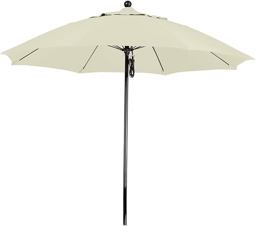 Amazon Com California Umbrella 9 Round 100 Fiberglass Frame Market Umbrella Push Lift Black Pole Sunbrella Natural Fabric Patio Umbrellas Garden Outdoor