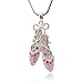 Spinningdaisy Silver Plated Pink Crystal Ballet Slipper Shoe Necklace
