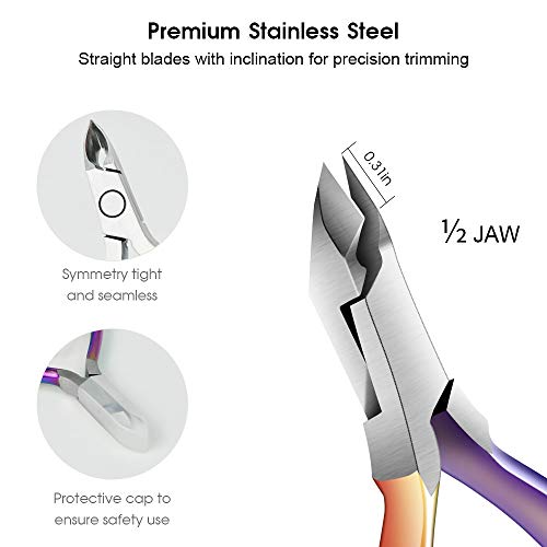 Cuticle Trimmer with Cuticle Pusher 3 Pieces, Professional Stainless Steel Nipper Clippers Cuticle Remover manicure tools Set Cuticle Cutter for Fingernails and Toenails Chameleon