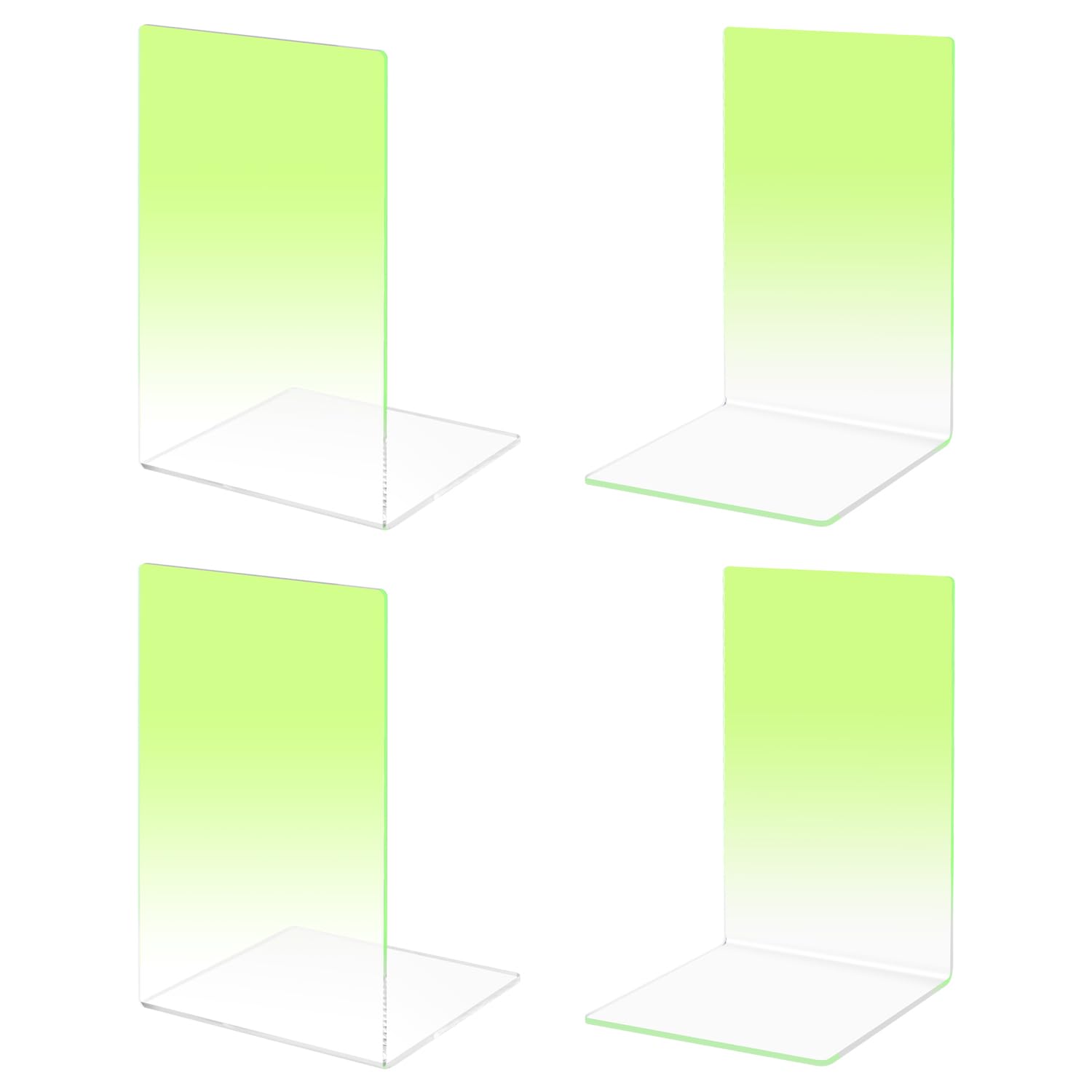 2 Pairs Acrylic Bookends, MSDADA Acrylic Book Ends for Book Shelves, Non-Slip Desktop Book Organizer Stationery Bookracks for School Supplies Library Books Office Book Holder(Yellow)