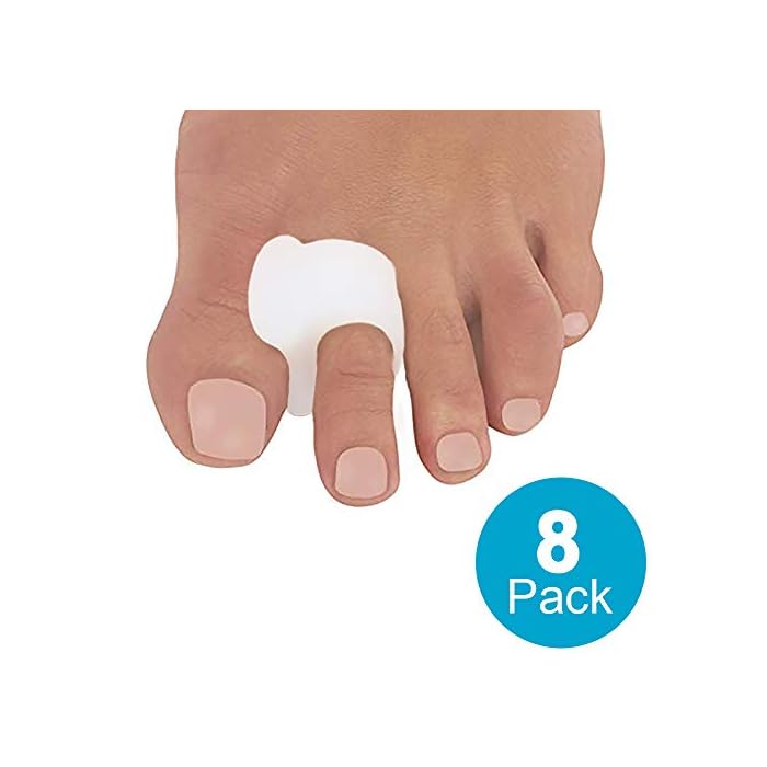 AllSett Health 8 Pack Toe Separators for Bunions - Toe Spacers, Hammer Toe Straightener, Correct Toes and Bunion Relief