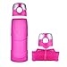 Jerrybox Collapsible Water Bottle - 750ml, Silica Gel, Medical Grade, BPA Free, FDA Approved, Leak Proof Silicone Foldable Sports Bottle, for Sports, Outdoor, Travel, Camping, Picnic(26 oz) (Fuchsia)