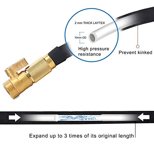 LETIME 100ft Expandable Water Hose Set Retractable Garden Hose Flexible Hose Storage 3/4" Brass Valve 8 Function Hose Nozzle
