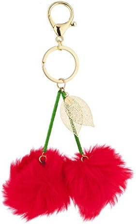 red fur pom pom keychain