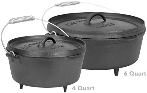 Winterial Cast Iron Camping Dutch Oven, Camping Cookware, Durable, Cooking