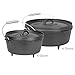 Winterial Cast Iron Camping Dutch Oven Cookware, Durable Cooking Set, Black
