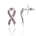 Lux Accessories Pave Pink Bow Breast Cancer Awareness Believe Stud Earrings