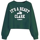 Ladicme Christmas Cropped Sweatshirts for Women It's A Beaut Clark Letter Sweatshirt Xmas Long Sleeve Crewneck Pullover