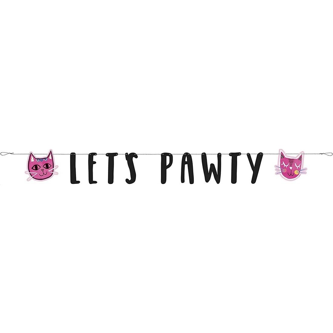 Unique Party 73249-6ft Pink Cat Party Banner